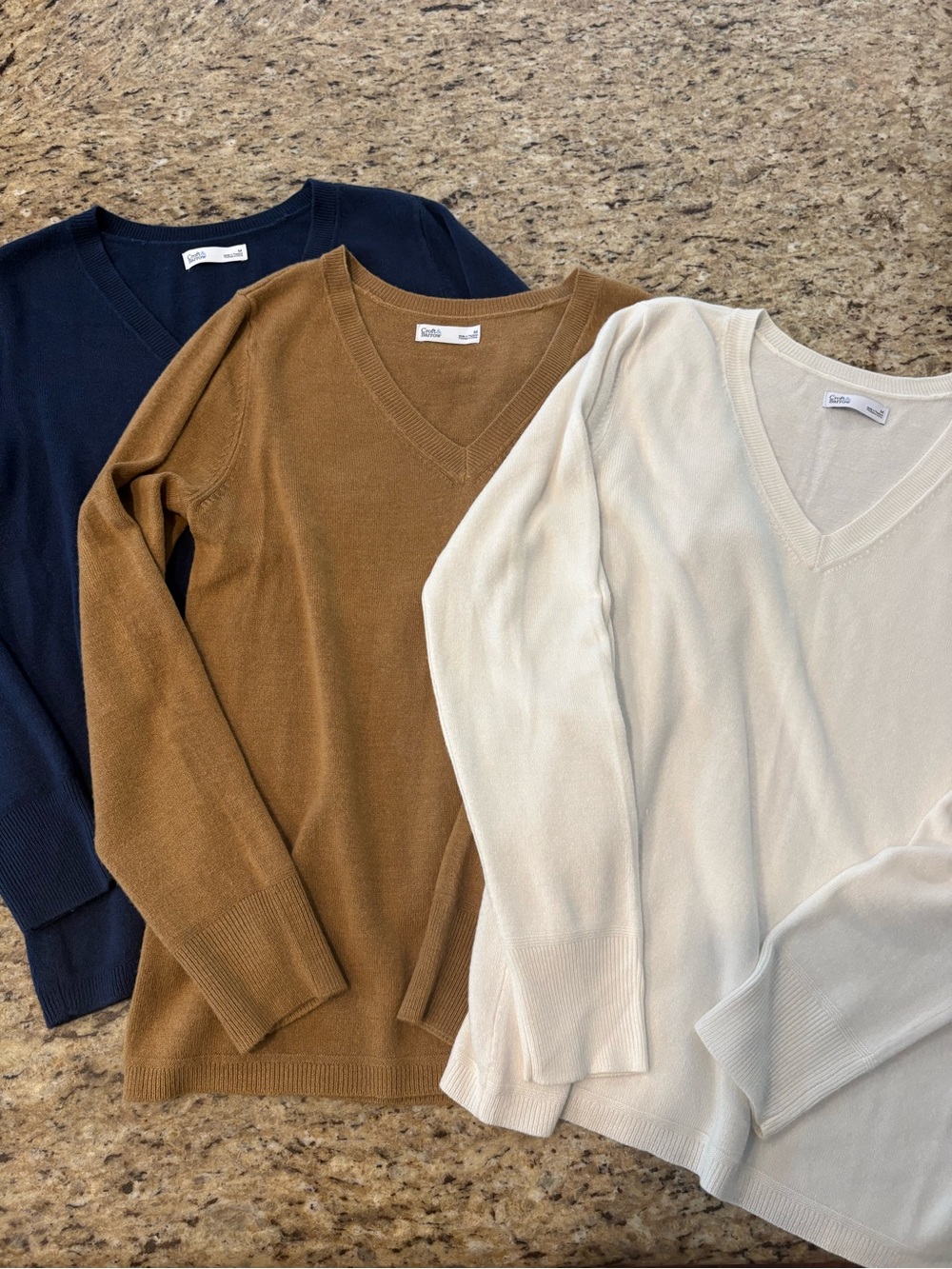 croft & barrow V-Neck Sweater Set in Navy, Camel, Ivory - Picture 2 of 16